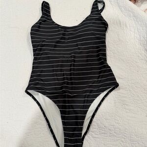 Zyia Active Black and White Striped women’s One Piece Swimsuit